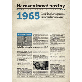 Narozeninové noviny 1965 s vlastním textem a fotografií