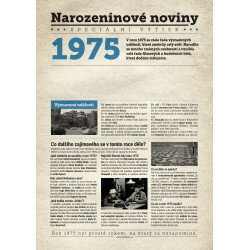 Narozeninové noviny 1975 s vlastním textem a fotografií