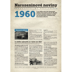 Narozeninové noviny 1960 s vlastním textem a fotografií