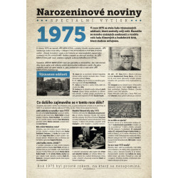 Narozeninové noviny 1975 s vlastním textem a fotografií